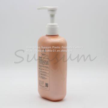 Free Sample 500ml Orange Flat Plastic Cosmetic Body Wash Bottle With Lotion Pump photo-5