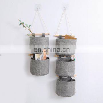 Multi-layer fabric foldable free combination wall home circular hanging storage bags for plant, sundries hanging  storage box