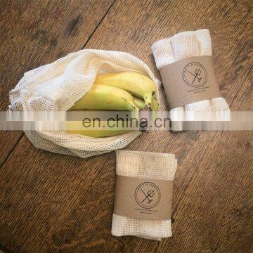 Eco friendly organic cotton mesh vegetable bag for fresh fruit or veggie