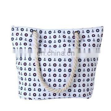 Customized cheap canvas cotton rope handle beach bag