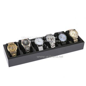 6 Booth Watch Display Box Watch Jewelry Display Storage Tray With Pillow Black Watch Storage