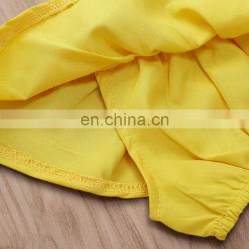 2019 Cotton Infant off Shoulder Yellow Top + Girls Floral Bee Print Rompers Set Infant Romper 2Pcs/Set photo-6