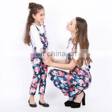 2019 Summer Family Matching Clothing Floral Print Overalls Mother and Child Dress Long Maxi Dress photo-3