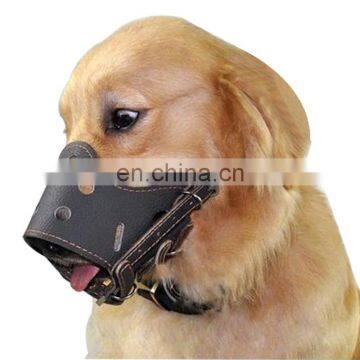 Wholesale Custom Size Durable Anti Barking Brown Adjustable Leather Muzzle Dog photo-5