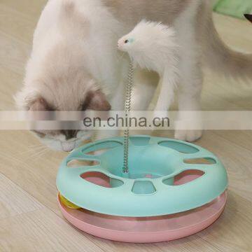 Hot Sale Round Cat Track Roller Toy with Ball and Feather Wholesale Cheap Cat Interactive Toy