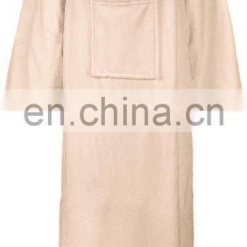 Super Soft Comfortable and Luxurious Cream Color Oversized Fleece Wearable Blanket With Sleeves for Adult photo-2