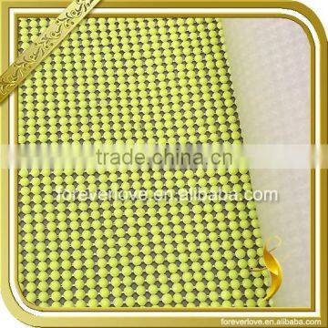 Yellow rhinestone hotfix diamante mesh trimming adhesive crystal net mesh FRM-171