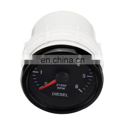 Universal 52mm 12V Car Tachometer 0-6000 RPM (On Dash) White Electrical Auto Tachometer Gauge For Diesel Motor Engine photo-2