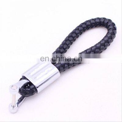 Customized Logo Braided Rope Leather Zinc Alloy Metal Styling Car Key Auto Keychains photo-2