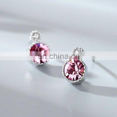 High Quality Fashion 925 Sterling Silver Jewelry Earrings Luxury Blue Crystal Ocean Heart Earrings for Women photo-2