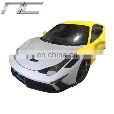 High-Quality SP Style Fiberglass+Carbon Fiber Material Front Bumper Engine Hood Body Kit For Ferrari 458 Italia