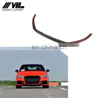 A3 Carbon Fiber Front Bumper Lip for Audi RS3 Sedan 4-Door 2017-2019