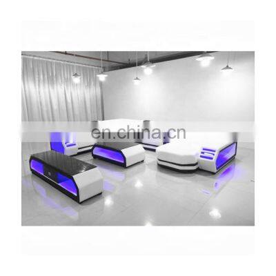 Modern U-shaped sofa living room set furniture leather sofa with lamp