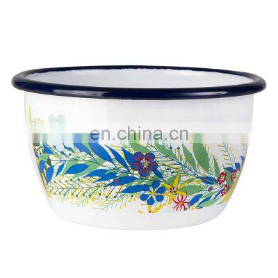 Factory Wholesale Custom Logo Metal Steel Salad Mixing Cash Enamel Dog Bowl With Covers photo-3