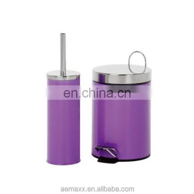 Hot sale pedal trash bin and toilet brush holder sets different colors 3l 5l pedal bin sets