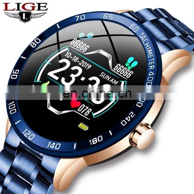 Lige BW0122 New Stainless Steel Men Smartwatch Reminder Fitness Waterproof Smart Watch man