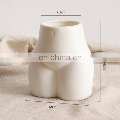 Nordic INS Figurines Creative Design Model Home Decorative Abstract Handmade Body Base Art Ceramic Flower Vase photo-2