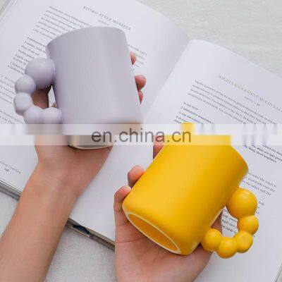 Wholesale INS Nordic Tazza Mug Yellow Purple 14 Oz Tazas Kawaii Morandi Fashion Mug Ceramic Cups For San Valentino Gifts