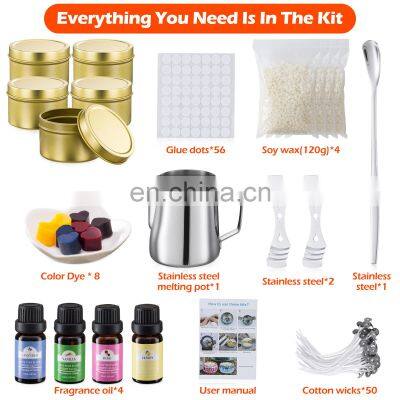 Simple Easy DIY Aromatherapy Fragrance Scented Soy Wax Beeswax Supplies in Tinplate Tins Diy Candle Making Kit Set