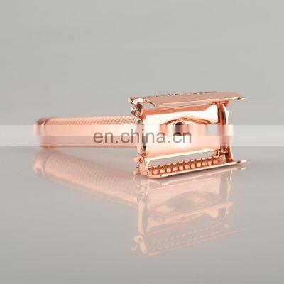 Pirate Label Non-slip Rose Gold Metal Handle Double Edge Safety Razor photo-4