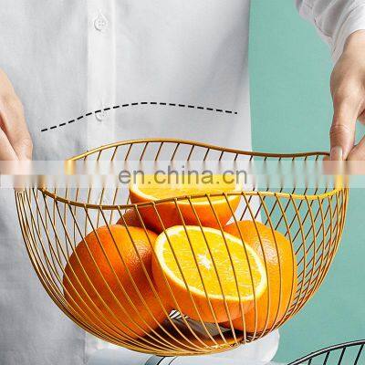 European Nordic Creative Luxury Decorated Wire Veg Mesh Gift Stand Gold Black Countertop Fruit Wash Basket