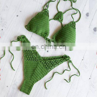 Hot Sale Sexy Crochet Bikini High Cut Thong Brazilian High Cut Leg Bathing Suit Vietnam Supplier Cheap Wholesale