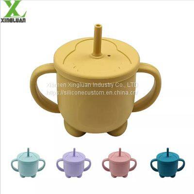 Silicone Baby Straw Cup Customized Print Logo Infant Feeding Products Mug photo-3