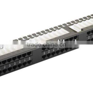 Cat.5e/Cat.6 48 port 1U patch panel - Black - Right Angle