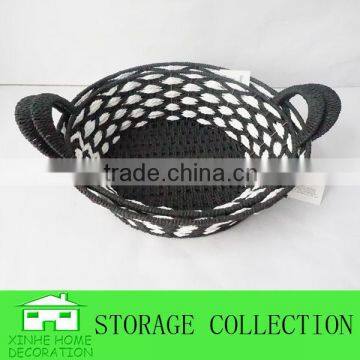 S/2 Round Shape Paper Rope Woven Handle Basket