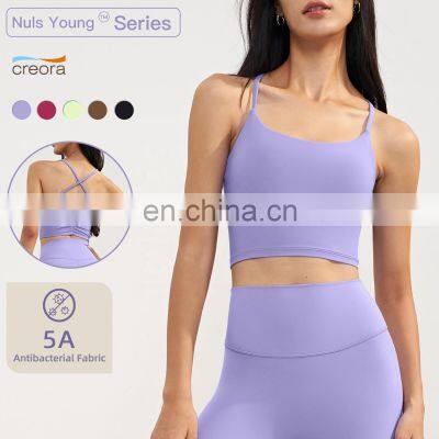 Back Folding Quick Dry Fitness Gym Yogawear Running Tops For Women Custom Backless Crop Sports Bras