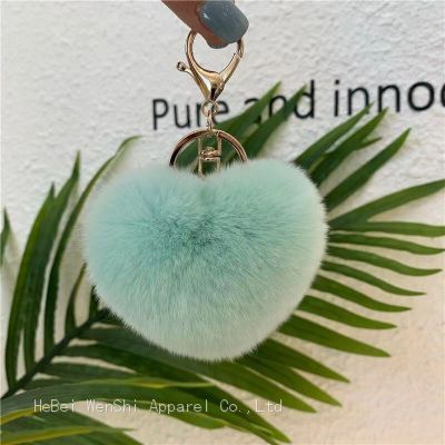 60Imitation rabbit hair peach heart patch plush love bag hanging small gift accessories keychain