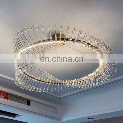 Round indoor luxury pendant light LED hanging lights elegant lustre modern crystal chandelier