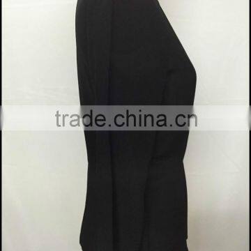 Middle Aged Women Black Silk Fold Blouse photo-3