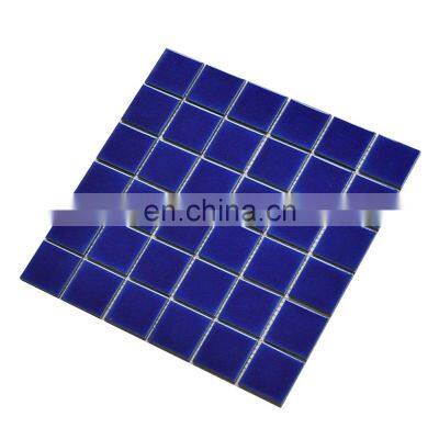 Wholesale  Square Blue Ceramic Mosaic Bathroom Glass Wall Tile Mosaic Swimming Pool Tile