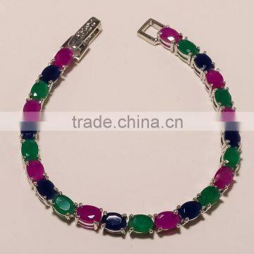 MULTI-STONE BRACELET ,925 sterling silver jewelry wholesale,WHOLESALE SILVER JEWELRY,SILVER EXPORTER,SILVER JEWELRY FROM INDIA