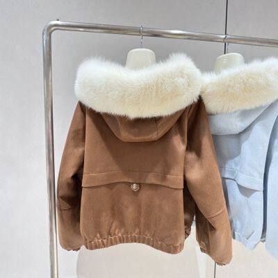 Women's Short Fox Fur Coat, Haining Winter Hooded Down Parka Jacket, Age-Defying photo-2