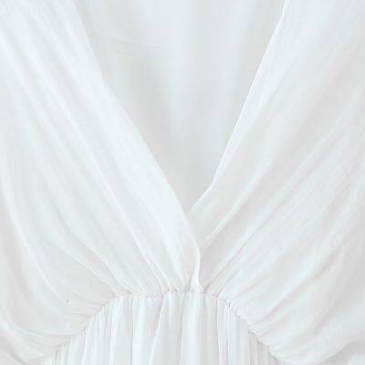 French-style Vintage Forest V-neck Backless Summer Beach Vacation Flowy Dress With Ruffles