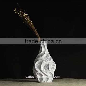 Jiayi abstract thread narrow mouth vase floor vase white minimalist atmosphere fine resin craft Home Decoration