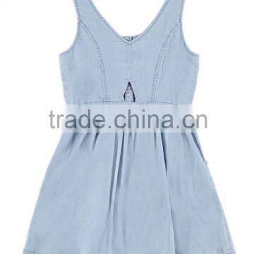 Kids Autumn Clothes Chambray Babydoll Dress