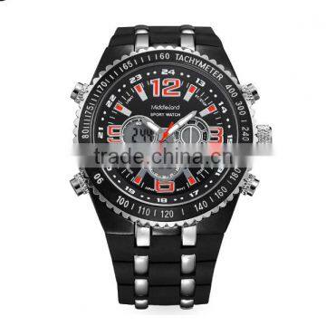 2015 Own MIDDLELAND Branding Watches Man 2015 Fashion Black White Japanese Movt Imitation Diamond Wrist Watch Man