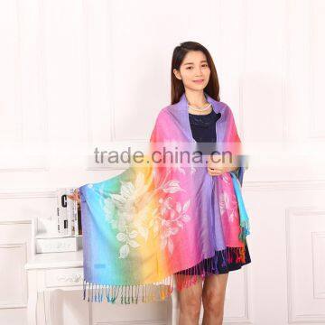 Wholesale New Flower Polyester Jacquard Shawl