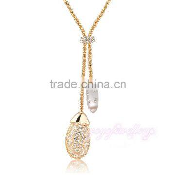 Double pendant design stone 18k gold necklace