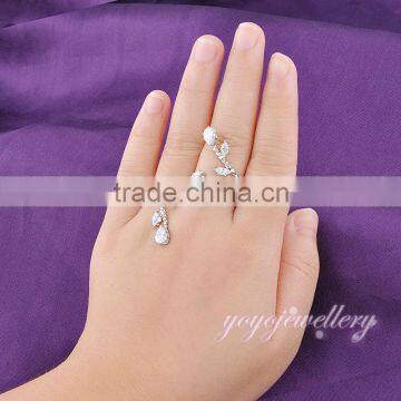 Novel two finger zircon copper ring