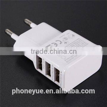 eu/us multiple 3 port 3 in 1 usb cable wall charger for samsung