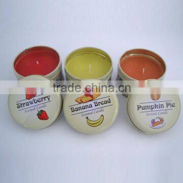 Aroma travel tin candle with custom sticker in metal lid