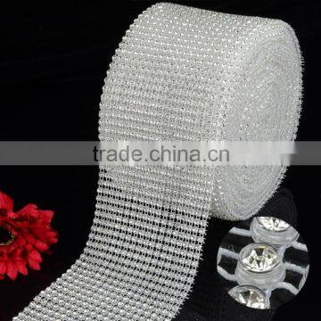 Highest Quality Elastic Rhinestone Rolls18 Rows Elastic Crystal Stone Trimming Mesh With Plastic Ribbon for DIY Decoration photo-3