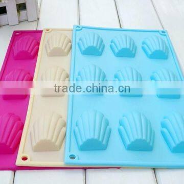 Hot Sale Food Grade FDA and LFGB 9 Hole Shell Shape Colorful Silicone Oven Cake Mold