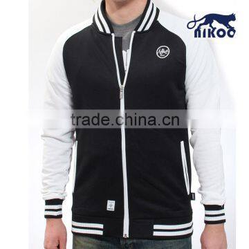 NIKOO quality white/black varsity jacket with embroidery