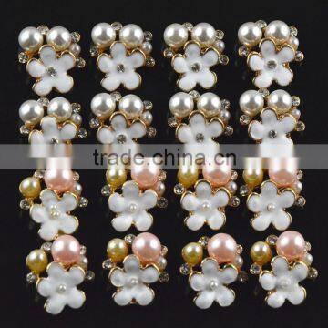 16mm Wholesales Price AAA Quality Alloy Pearl Flower Crystal Rhinestone Buttons for WeddingJewelry Garment Accessory