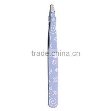 Eyebrow tweezer with circle printing ,stainless steel tweezer